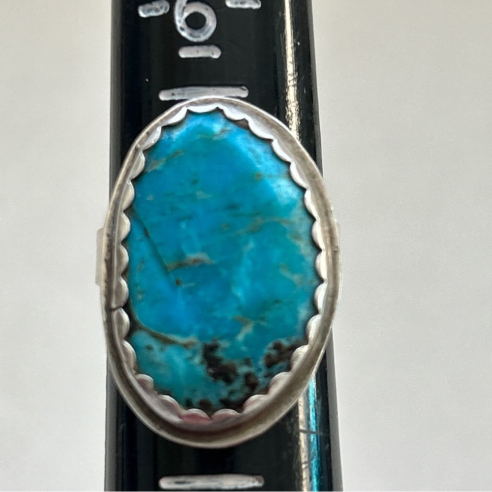 Vintage Signed Southwestern Turquoise Sterling Silver Ring - Picture 11 of 14